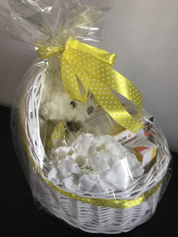 Breastfeeding mummy gift basket white yellow