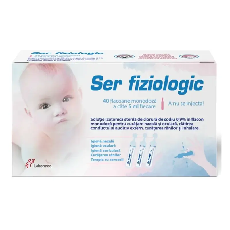 Ser fiziologic pentru igiena zilnica a nou-nascutilor 40x5ml Labormed