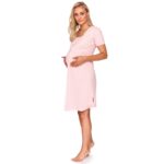 Camasa de alaptat pentru maternitate din bumbac, cu maneca scurta, de culoare roz - DNCNMS_ROZ_STELUTE_ALBE +35,00 lei