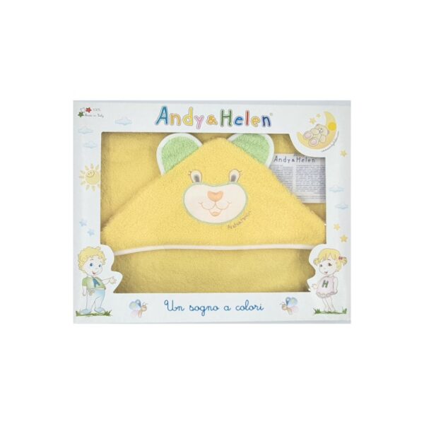 Yellow capison towel with teddy bear embroidery 75x75cm Andy&Helen