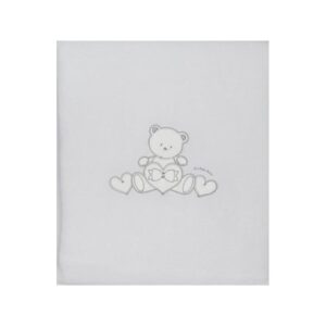 White plush baby blanket with teddy bear embroidery 70x80cm Andy&Helen