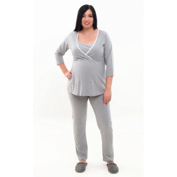 Pregnancy and breastfeeding pajamas with long sleeves in grey RD