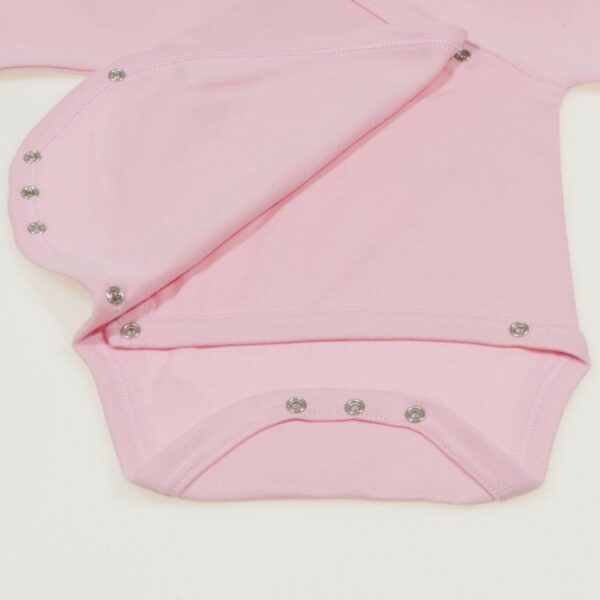 Newborn baby bodysuit with side staples long sleeve cotton pink color