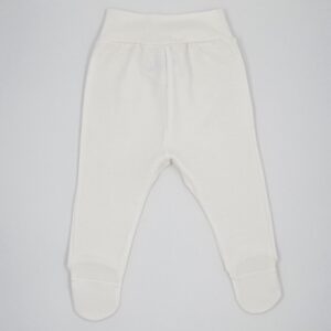 Pantaloni cu botosei pentru bebelusi sau nou-nascuti din bumbac de culoare alba