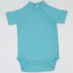 Body cu capse laterale pentru bebelusi sau nou-nascuti, cu maneca scurta, din bumbac, de culoare bleu turcoaz