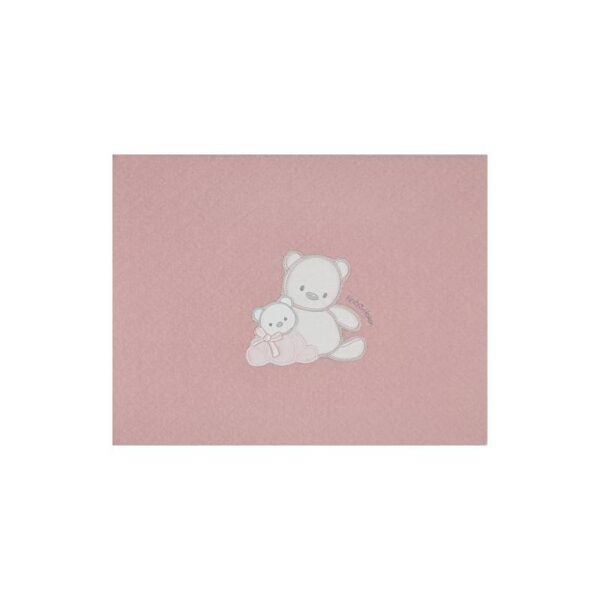 Paturica pentru bebe, din bumbac, cu romburi, de culoare roz, cu broderie ursulet, 70x80cm, Andy&Helen