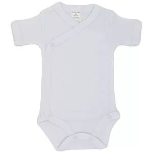 Baby bodysuit with side staples for newborn babies short sleeve cotton white Bebe Bee