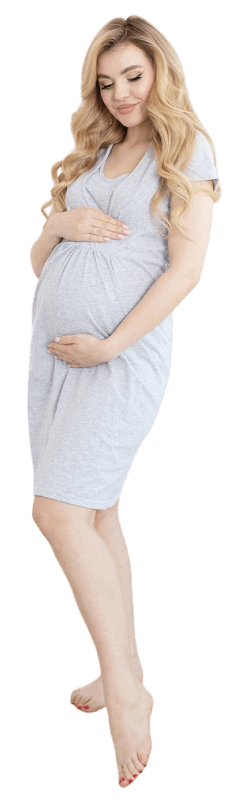Camasa de noapte alaptat pentru gravide sarcina si maternitate din bumbac cu maneca scurta de culoare gri