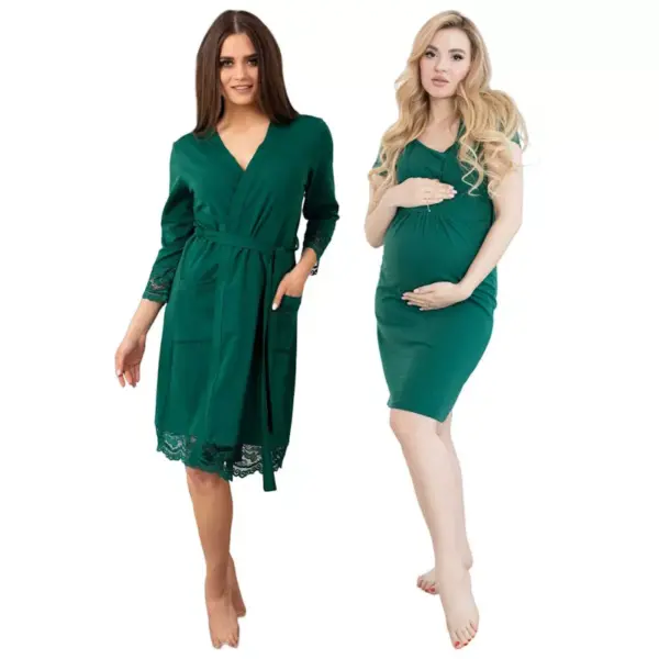 Nursing shirt set with green gown