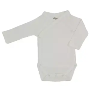 Baby bodysuit with side staples, long sleeve, cotton, milk white colour